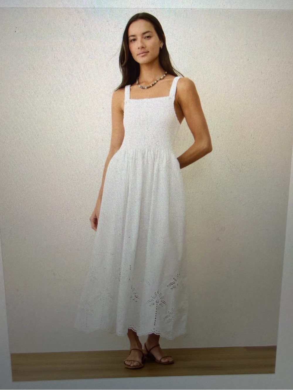 Marine Layer Selene Eyelet White Maxi Dress with Pockets - NWT Small